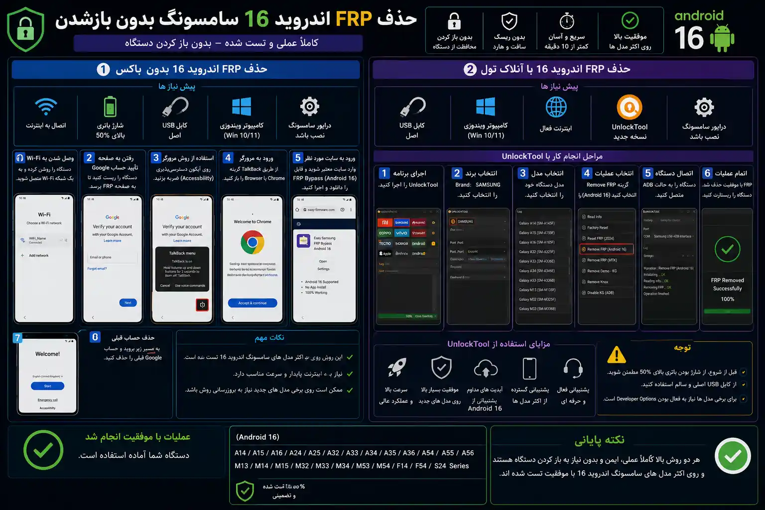 حذف FRP اندروید ۱۶ سامسونگ بدون باز شدن گوشی